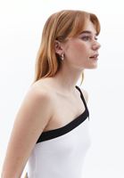 Women White/Black Single Shoulder Singlet