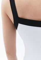 Women White/Black Single Shoulder Singlet