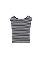 Bot Yaka Çizgili Tişört ve Straight-Fit Pantolon Kombini