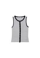 Bayan Beyaz/Siyah Çıtçıt Detaylı Çizgili Atlet