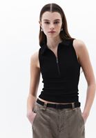 Bayan Siyah Polo Yaka Fermuarlı Atlet