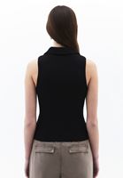 Bayan Siyah Polo Yaka Fermuarlı Atlet