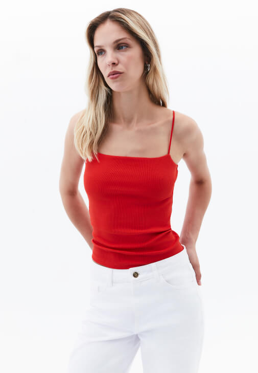 Kırmızı Pamuklu Askılı Atlet