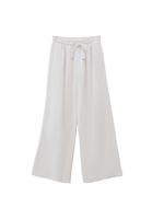 Bayan Beyaz Keten Karışımlı Wide-Leg Pantolon