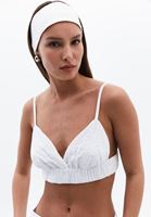 Bayan Beyaz Keten Karışımlı Bandana