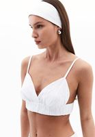 Bayan Beyaz Keten Karışımlı Bralet