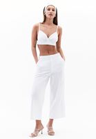 Bayan Beyaz Keten Karışımlı Culotte Pantolon