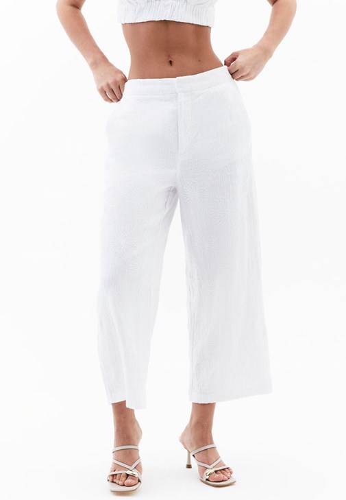 Keten Karışımlı Culotte Pantolon ve Keten Bralet Kombini