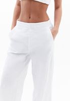 Bayan Beyaz Keten Karışımlı Culotte Pantolon