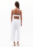 Bayan Beyaz Keten Karışımlı Culotte Pantolon
