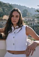 Keten Karışımlı Crop Yelek ve Keten Pantolon Kombini