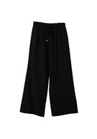 Bayan Siyah Keten Karışımlı Wide-Leg Pantolon
