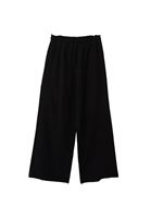 Bayan Siyah Keten Karışımlı Wide-Leg Pantolon