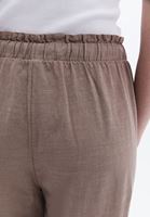 Bayan Kahverengi Keten Karışımlı Wide-Leg Pantolon