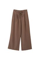 Bayan Kahverengi Keten Karışımlı Wide-Leg Pantolon