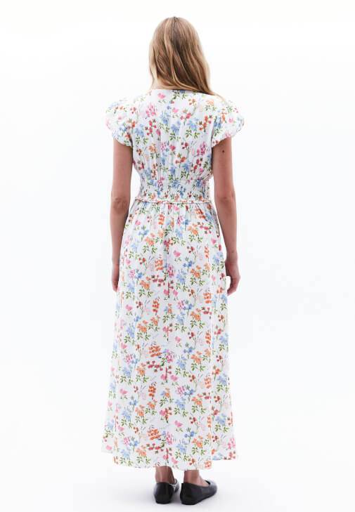 Keten Karışımlı Uzun Elbise ve Babet Kombini