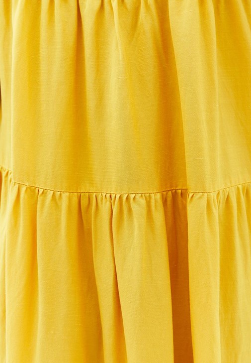 Keten Karışımlı Uzun Elbise ve Topuklu Ayakkabı Kombini