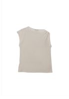 Bayan Bej Keten Karışımlı Tokalı Tişört