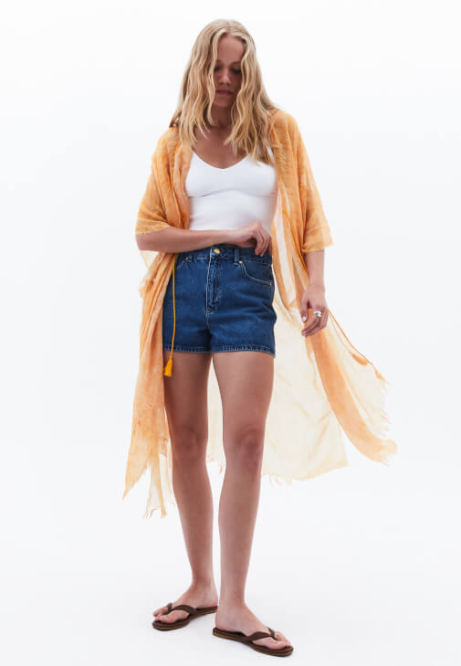 Sarı Desenli Kimono