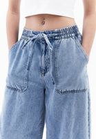 Bayan Mavi Yüksek Bel Wide-Leg Pantolon