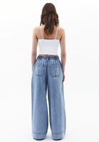 Bayan Mavi Yüksek Bel Wide-Leg Pantolon