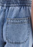 Bayan Mavi Yüksek Bel Wide-Leg Pantolon