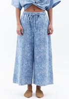 Bayan Mavi Yüksek Bel Culotte Denim Pantolon