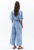 Bayan Mavi Yüksek Bel Culotte Denim Pantolon