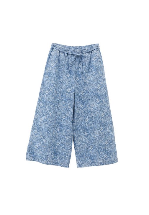 Culotte Denim Pantolon ve Crop Bluz Kombini