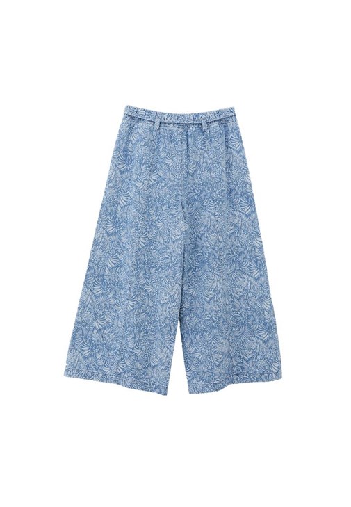 Culotte Denim Pantolon ve Crop Bluz Kombini