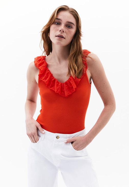 Turuncu Modal Fırfırlı Atlet