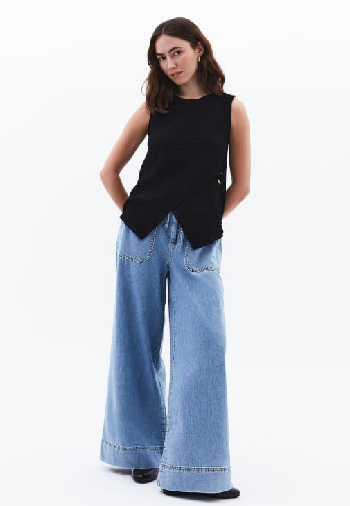 Modal Bluz ve Wide-Leg Pantolon Kombini