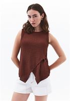 Bayan Kahverengi Modal Aksesuar Detaylı Bluz