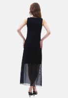 Women Black Maxi Dress with Pleated Details