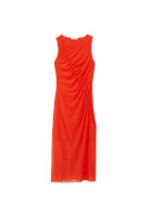 Women Orange Maxi Dress with Pleated Details