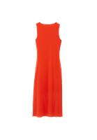 Women Orange Maxi Dress with Pleated Details
