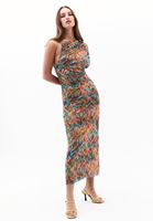 Bayan Çok Renkli Büzgü Detaylı Midi Elbise