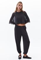 Oversize Tül Bluz ve Balon Pantolon Kombini