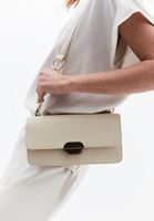 Women Cream Shoulder bag with buckle and strap details