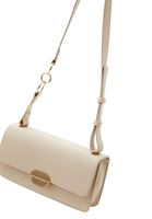 Women Cream Shoulder bag with buckle and strap details