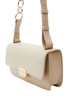 Women Cream Shoulder bag with buckle and strap details