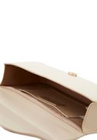 Women Cream Shoulder bag with buckle and strap details