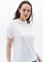 Bayan Beyaz Taş Detaylı Oversize Tişört ( MODAL )