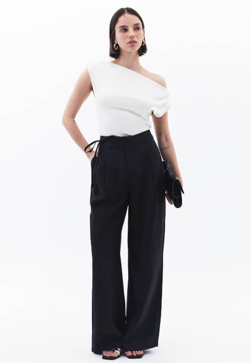 Siyah Modal Straight-Fit Pantolon