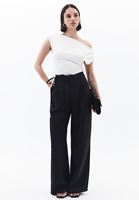 Bayan Siyah Modal Straight-Fit Pantolon