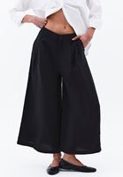 Women Black Modal High-Waisted Culotte Pants