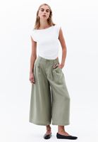 Women Green Modal High-Waisted Culotte Pants
