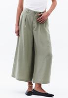 Women Green Modal High-Waisted Culotte Pants