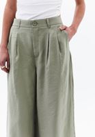 Women Green Modal High-Waisted Culotte Pants