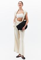 Bayan Krem Modal Ultra Yüksek Bel Straight-Fit Pantolon